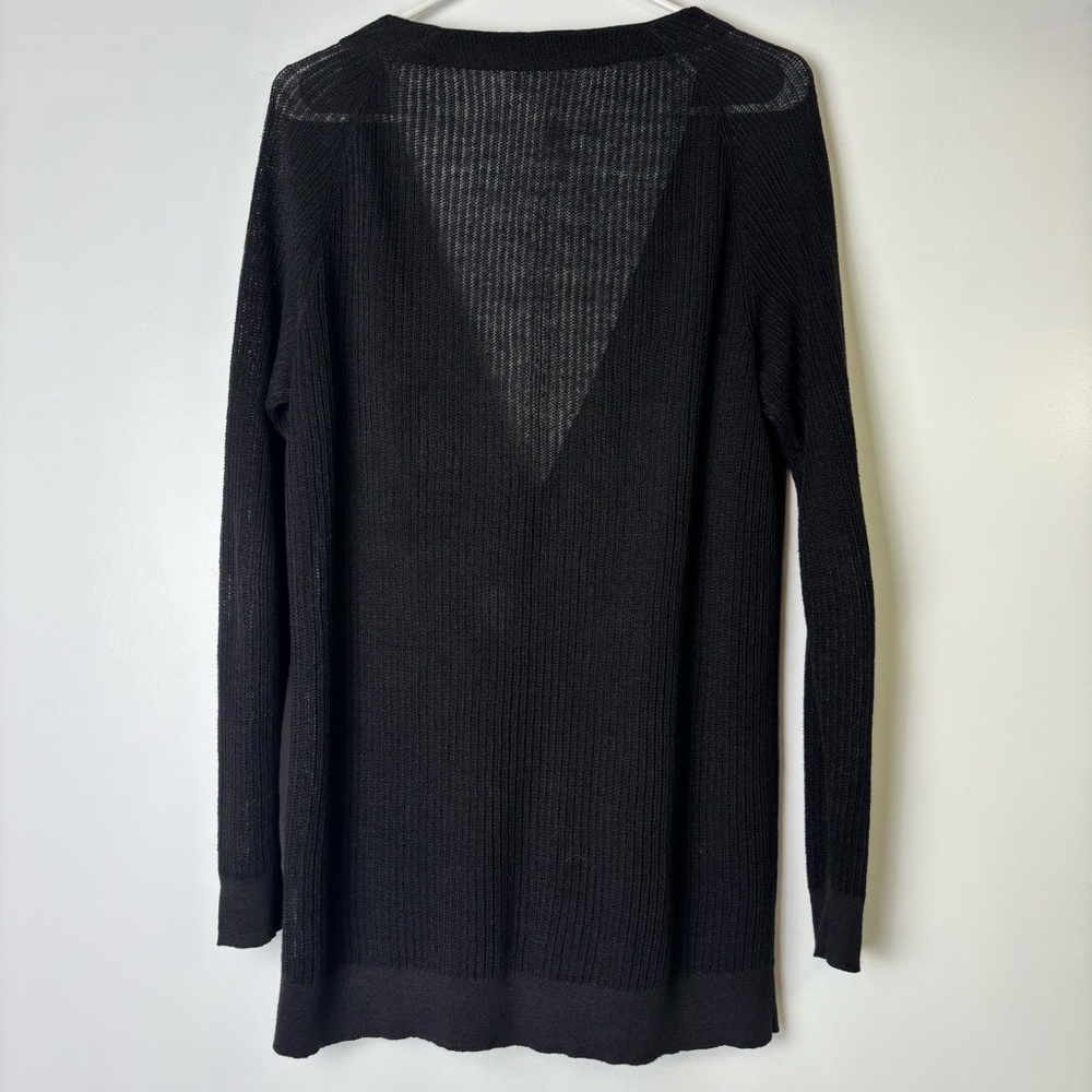 Garnet Hill Black Organic Linen Cardigan - Picture 2 of 7